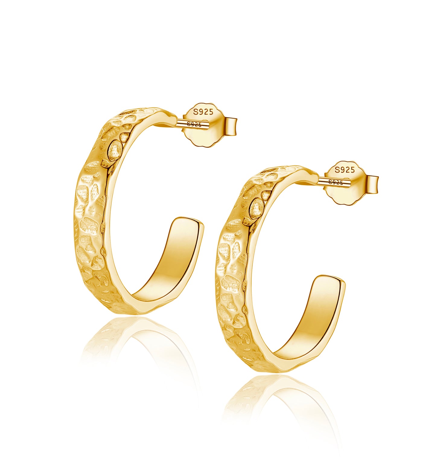 Boho Gehämmerte Sterling Silber 925 Huggie Creolen