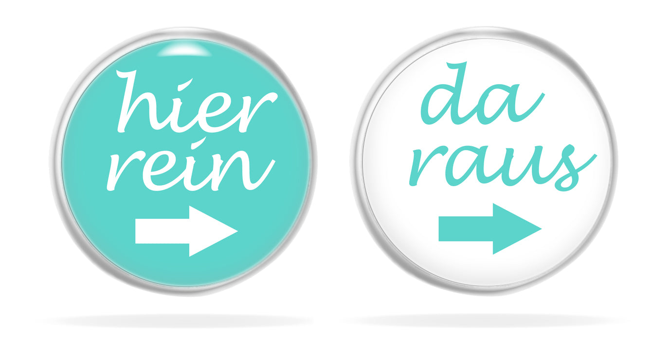Lustiger Ohrstecker Edelstahl - Spruch "Hier Rein Da Raus" 12 mm Durchmesser