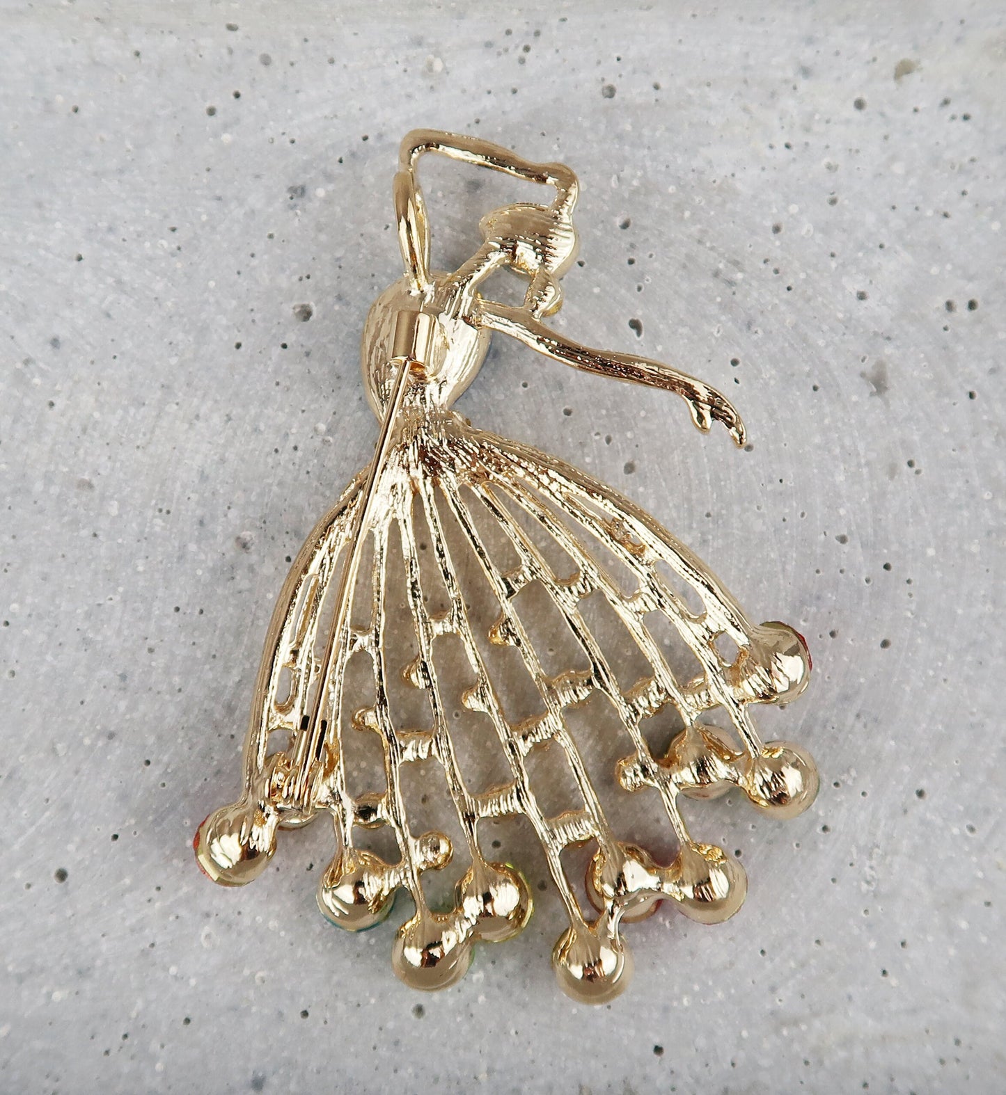Brosche Tanz Mädchen Strass, Art Deco Brosche, Brosche Gold, Brosche Vintage, Vintage Schmuck, Geschenke für sie, Mama Geschenk