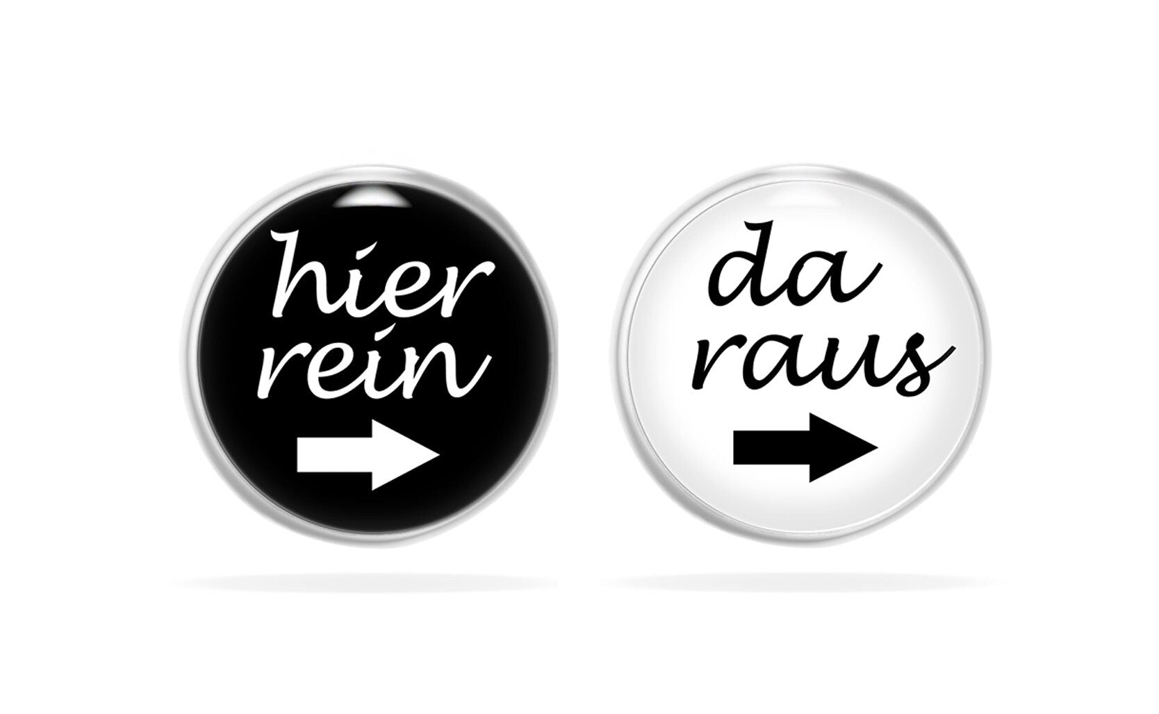 Ohrstecker Spruch, Hier Rein Da Raus, Ohrstecker Schwarz Weiß, Ohrstecker Lustig, Ohrstecker Herren, Geschenk für Damen Herren Mädchen