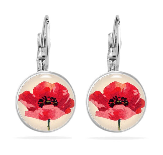 Ohrringe Mohn, Mohn schmuck, Rote Mohnblumen Ohrhänger, Handgefertigte Ohrringe, Ohrringe Blumen Retro, Geschenke für sie, Mama Geschenk