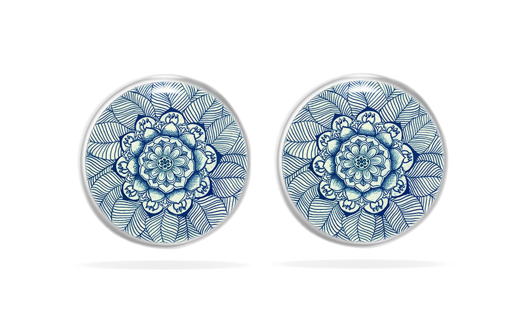 Ohrringe Blau Türkis, Ohrringe Mandala Ornament, Ohrstecker Boho Hippi, Einzigartige Ohrringe, Geschenke für sie, Mama Geschenk