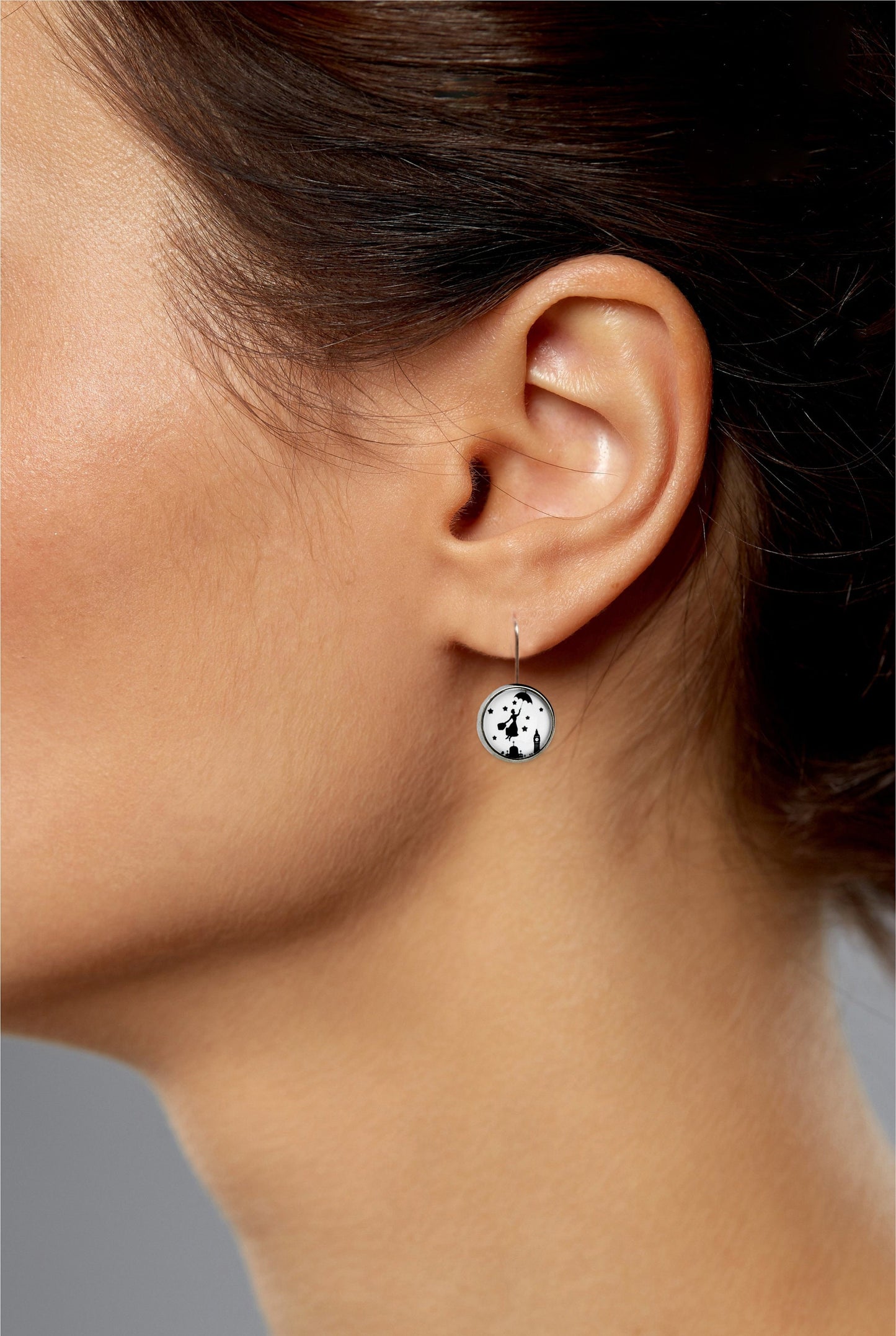 Mary Poppins Ohrringe, Lustige Witzige Ohrringe, Ohrhänger Silver Edelstahl, Geschenke für Frauen, Geschenke Geburtstag