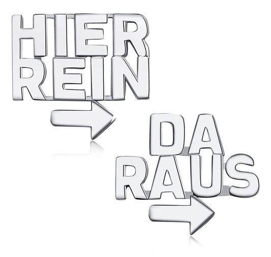 Ohrringe Spruch, Ohrringe Hier Rein Da Raus, Silber Ohrringe, 925 Sterling, Witzige Statement Ohrringe, Teenager Mädchen Geschenk