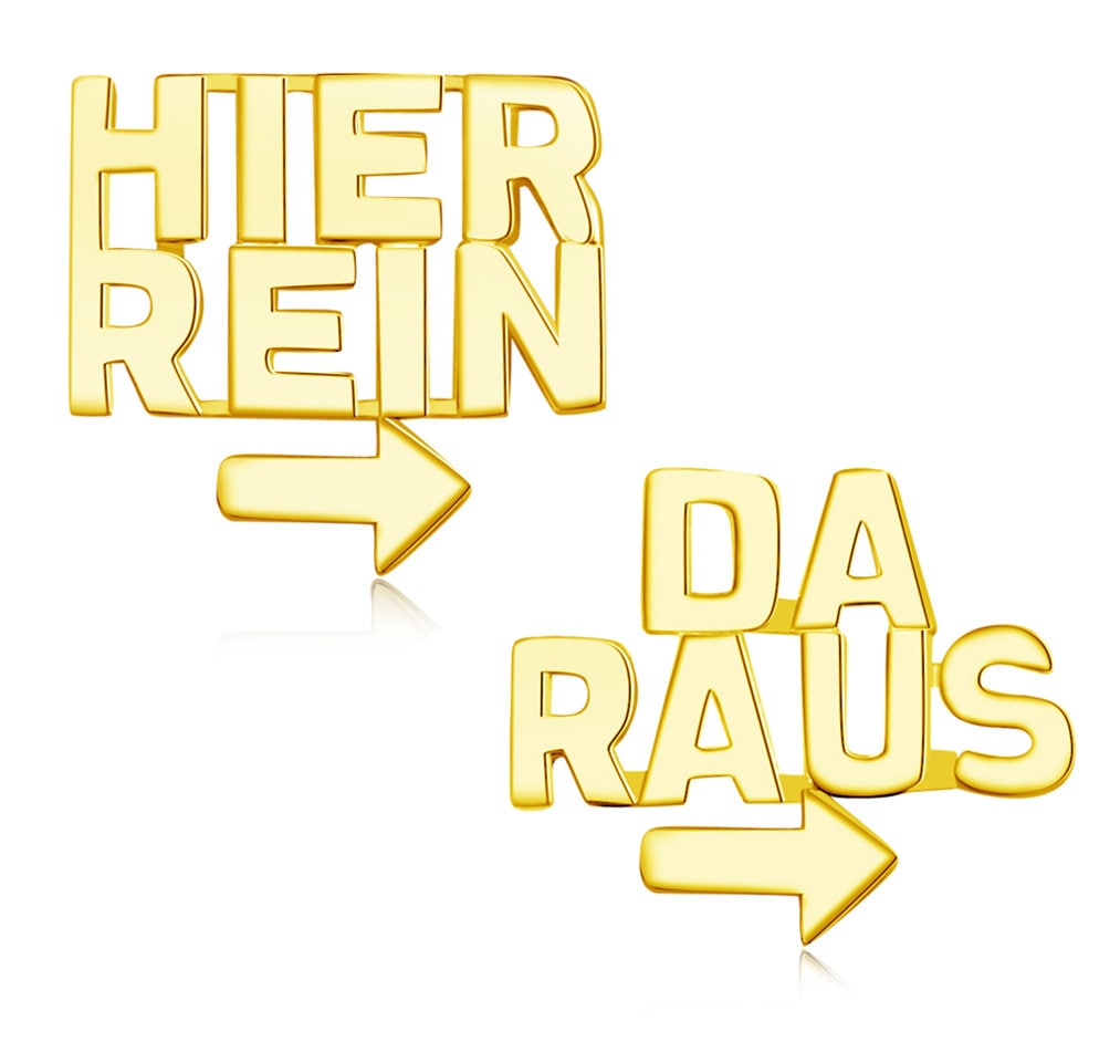 Ohrringe Spruch, Ohrringe Hier Rein Da Raus, Silber Ohrringe, 925 Sterling, Witzige Statement Ohrringe, Teenager Mädchen Geschenk