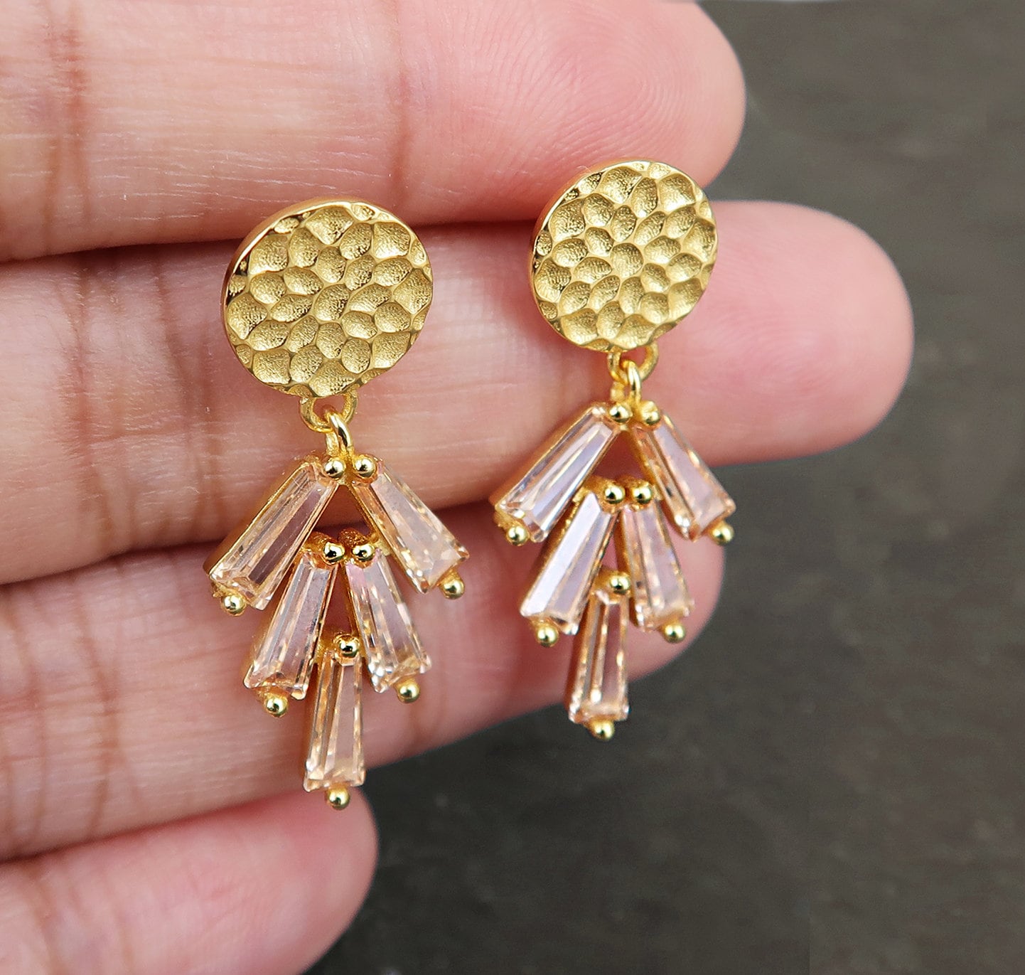 Gold Art Deco Ohrringe, Elfenbein Champagner Ohrringe, Brautschmuck, Brautjungfern, Vintage Charm Ohrringe, Kristall Diamant Brautohrringe