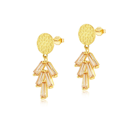 Gold Art Deco Ohrringe, Elfenbein Champagner Ohrringe, Brautschmuck, Brautjungfern, Vintage Charm Ohrringe, Kristall Diamant Brautohrringe