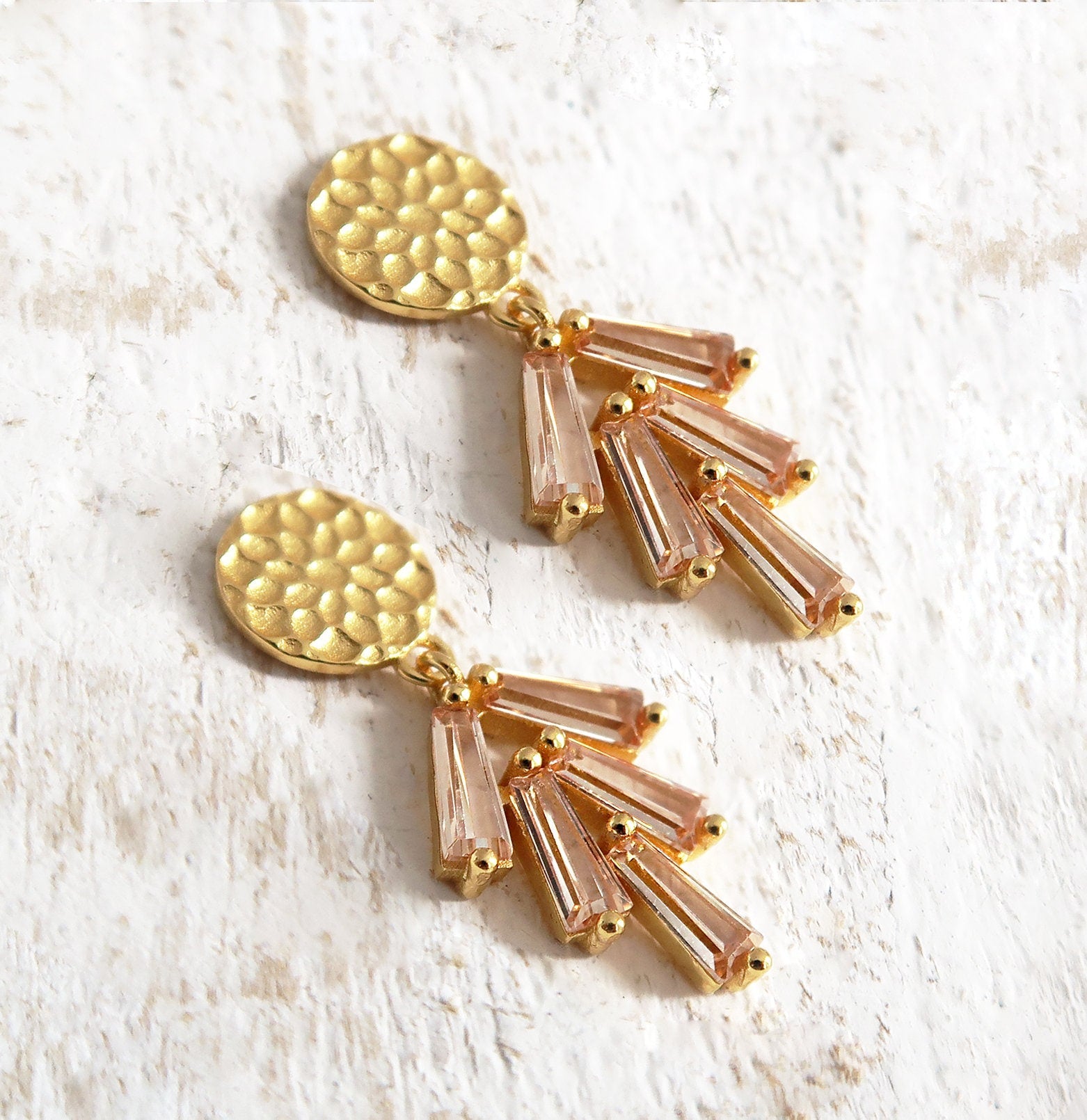 Gold Art Deco Ohrringe, Elfenbein Champagner Ohrringe, Brautschmuck, Brautjungfern, Vintage Charm Ohrringe, Kristall Diamant Brautohrringe