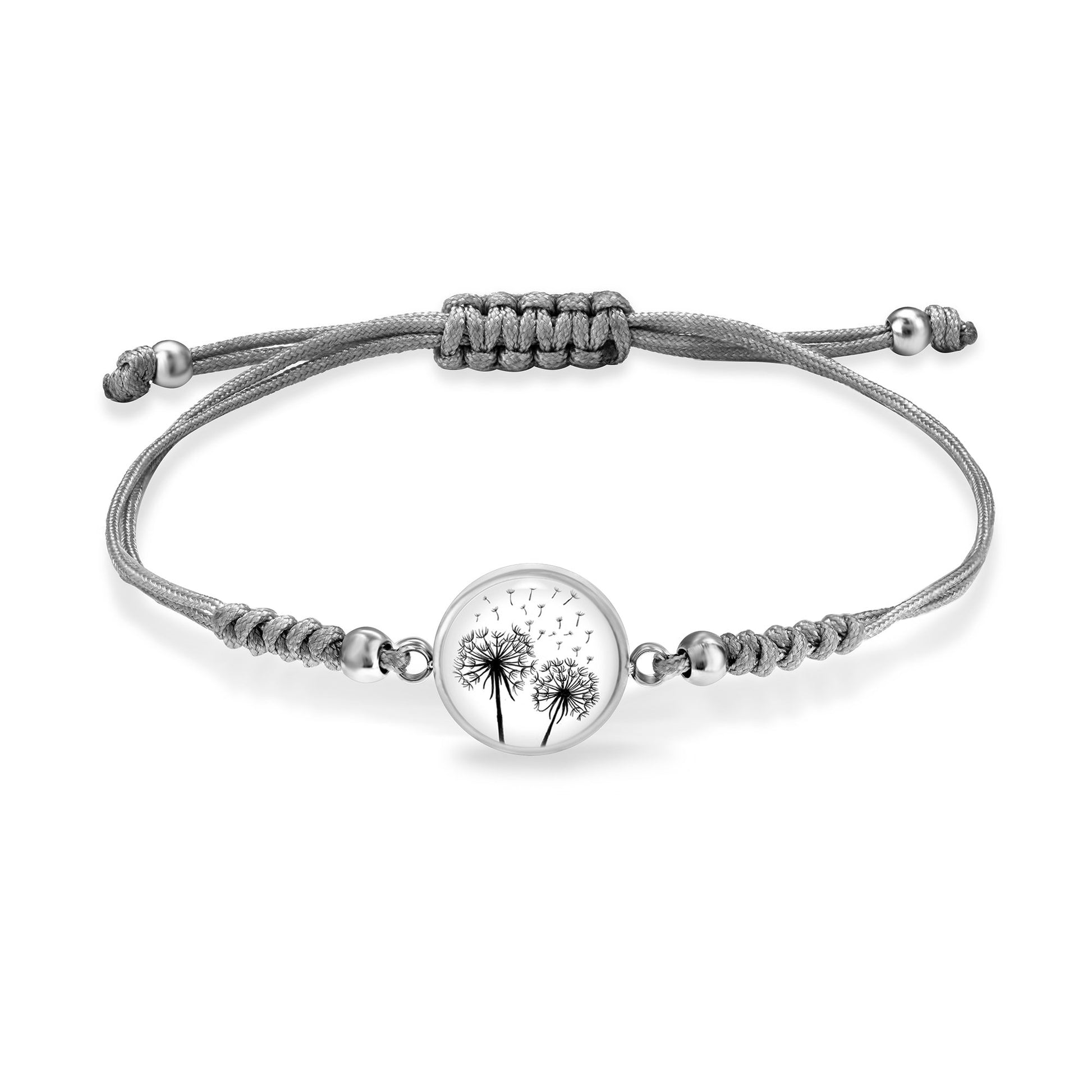 Armband Pusteblume, Silber Stoff Armband Damen, Freundschaftsarmband, Glücksarmband, Armband Freundinnen, Make A Wish Bracelet