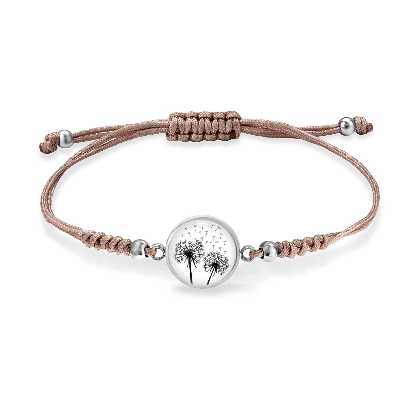 Armband Pusteblume, Silber Stoff Armband Damen, Freundschaftsarmband, Glücksarmband, Armband Freundinnen, Make A Wish Bracelet