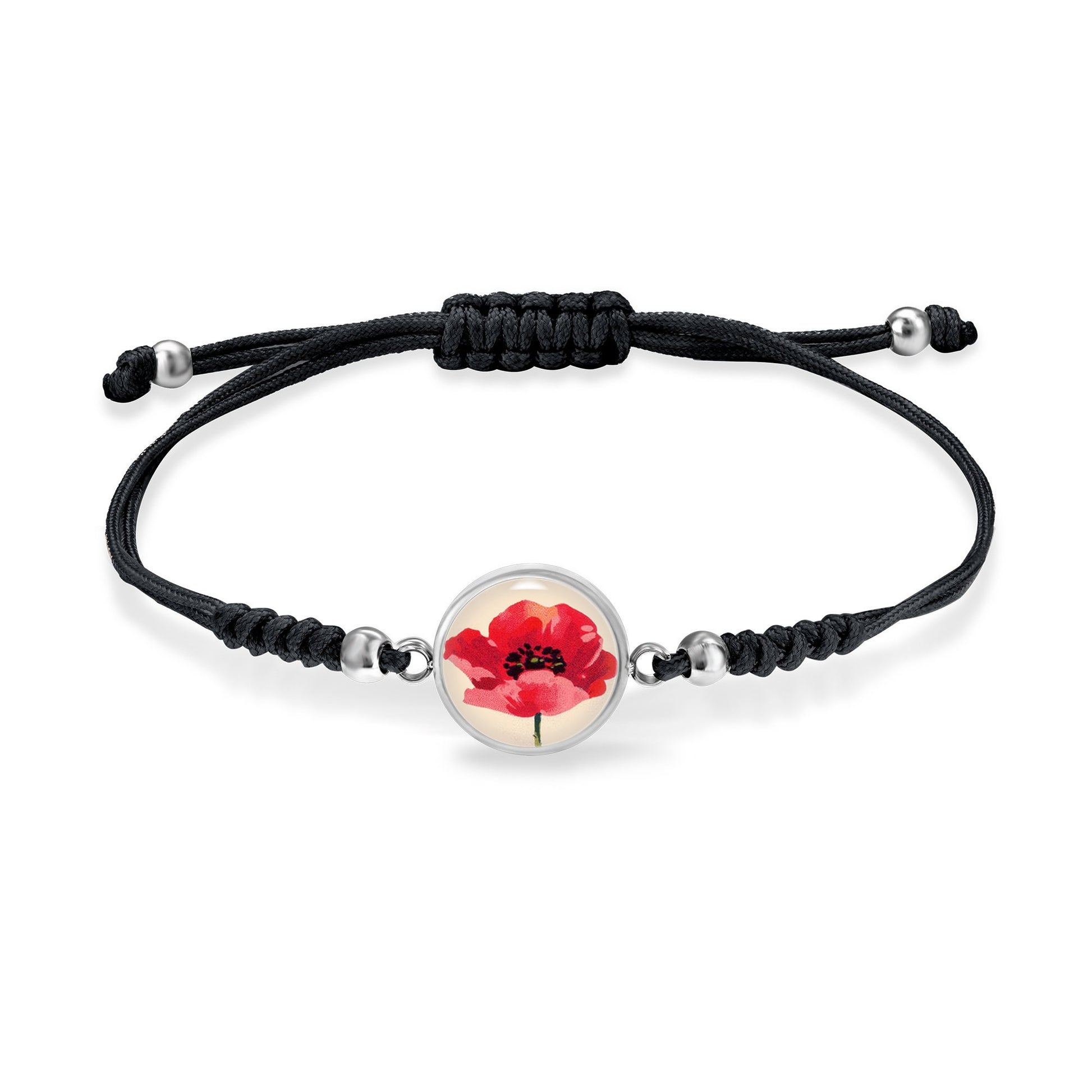 Mohnblumenarmband, Armband Makramee, Rote Mohnblumen Stoff Armband Damen, Mohn schmuck, Handgemachter Schmuck, Geschenke für sie