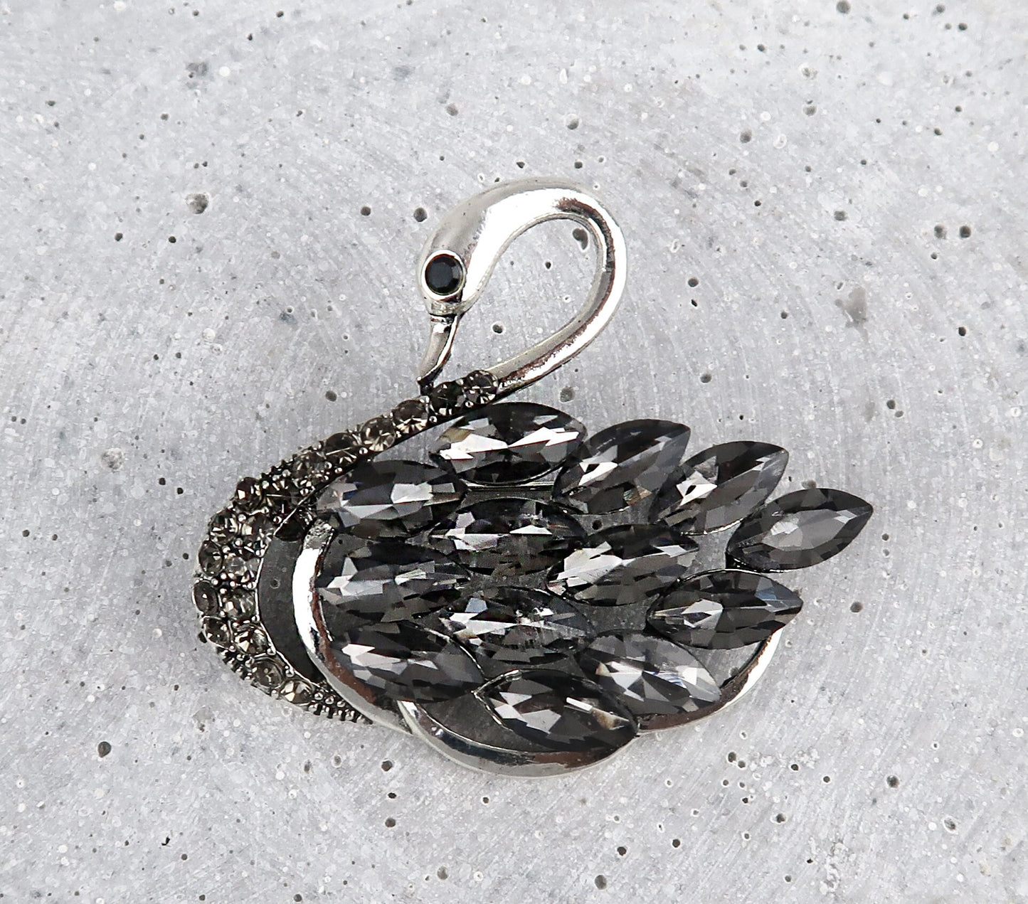 Brosche Schwan Schwarze Strass, Art Deco Brosche, Brosche Gold, Brosche Vintage, Vintage Schmuck, Geschenke für sie, Mama Geschenk