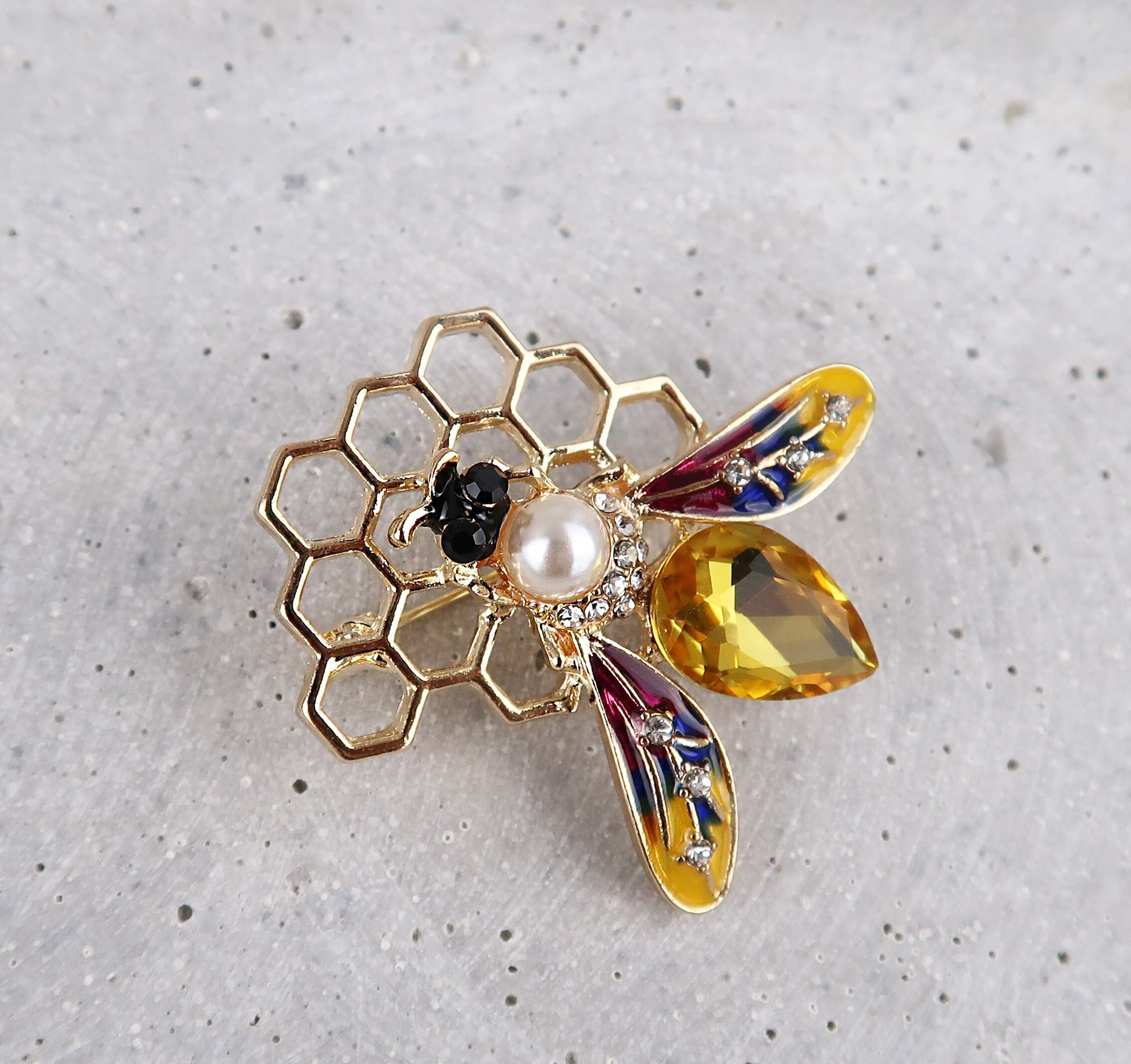 Brosche Biene Strass, Art Deco Brosche, Brosche Gold, Brosche Vintage, Vintage Schmuck, Geschenke für sie, Mama Geschenk