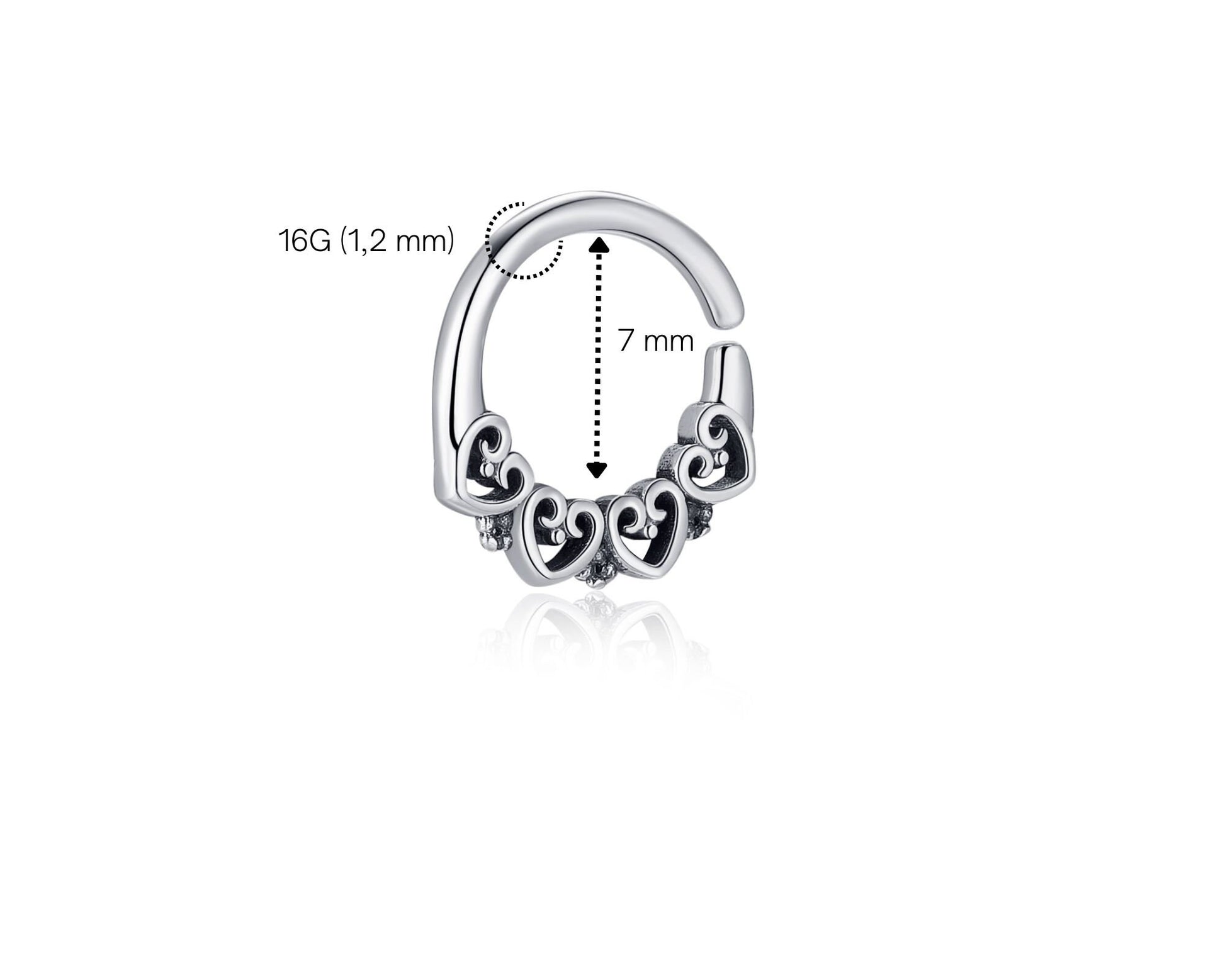 Herz Helix Ring 16G, Knorpel Piercing, Sterling Silber Tragus, Helix Piercing, Boho Daith, Tragus Ring, Ohrpiercing Ring 8 mm