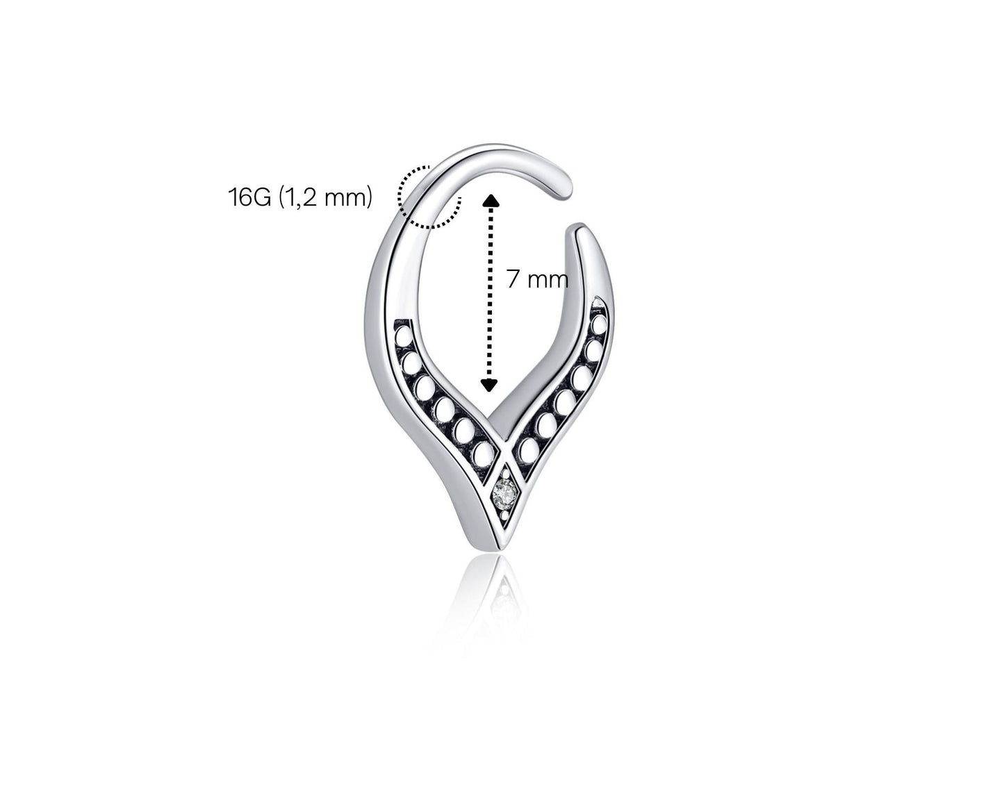 V Form Helix Ring 16G, Knorpel Piercing, Sterling Silber Tragus, Helix Piercing, Boho Daith, Tragus Ring, Ohrpiercing Ring 8 mm