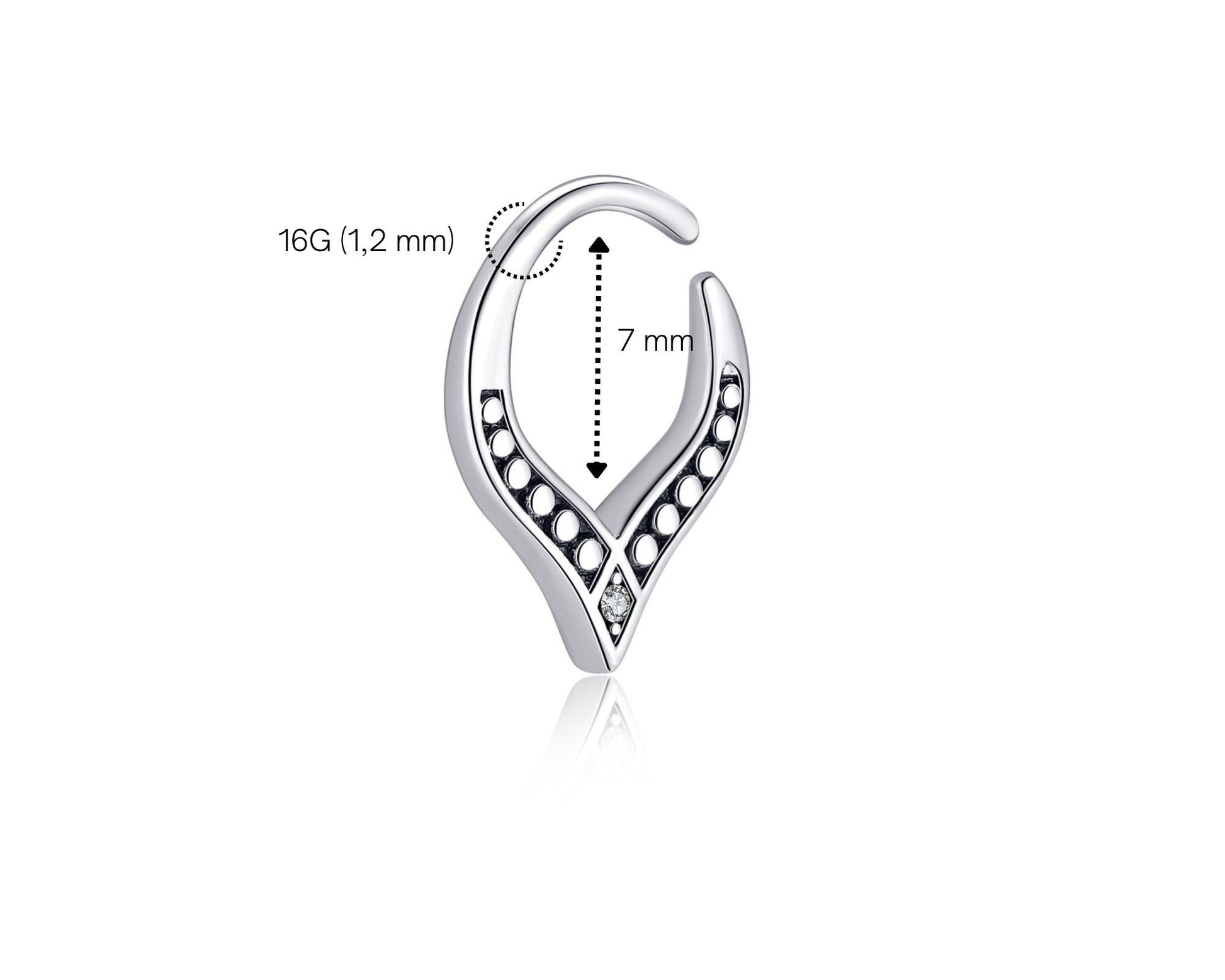 V Form Helix Ring 16G, Knorpel Piercing, Sterling Silber Tragus, Helix Piercing, Boho Daith, Tragus Ring, Ohrpiercing Ring 8 mm