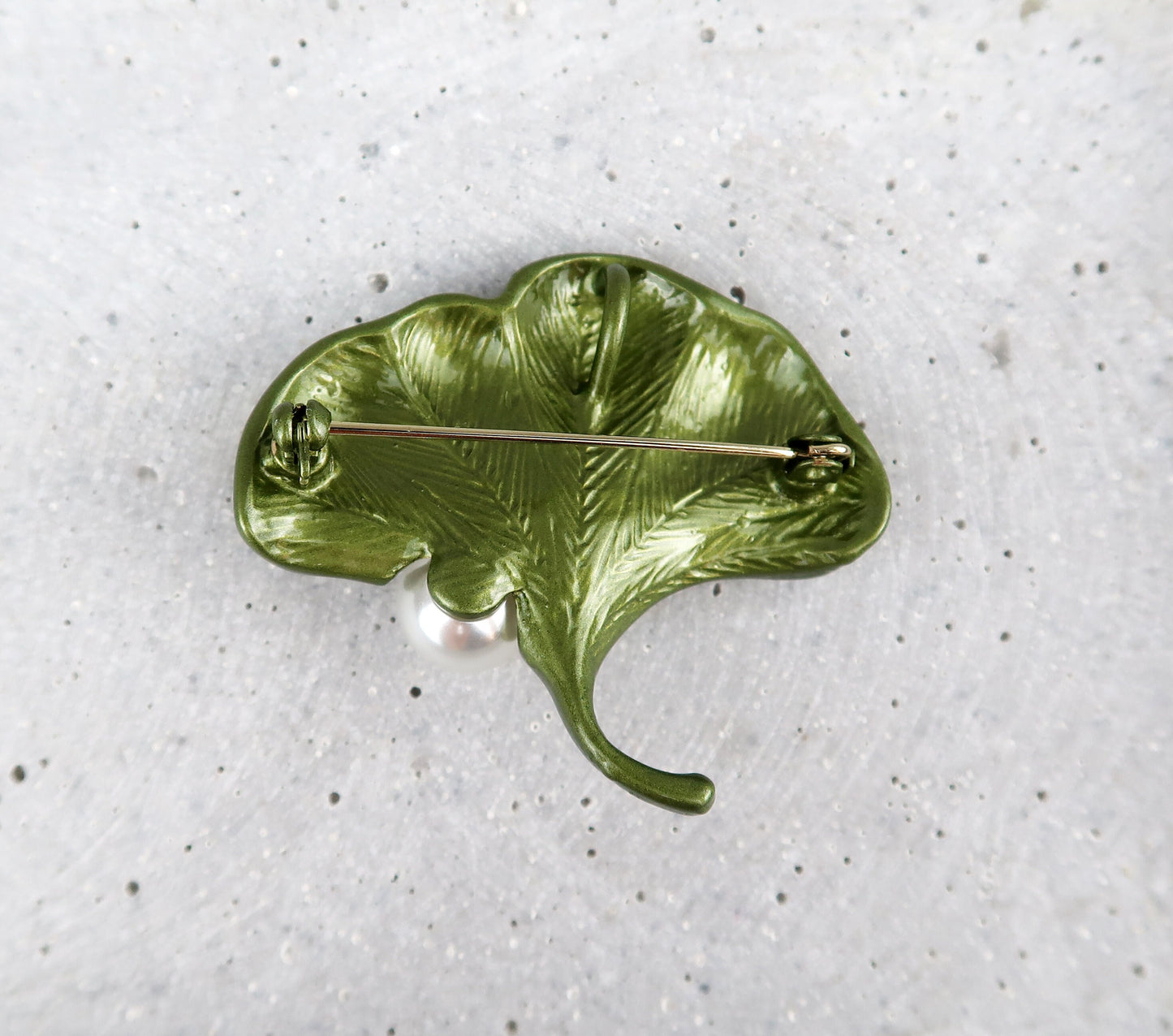 Brosche Gingo Blatt, Brosche Perlen Grün, Brooch Pins, Brosche Vintage, Vintage Schmuck, Geschenke für sie, Mama Geschenk