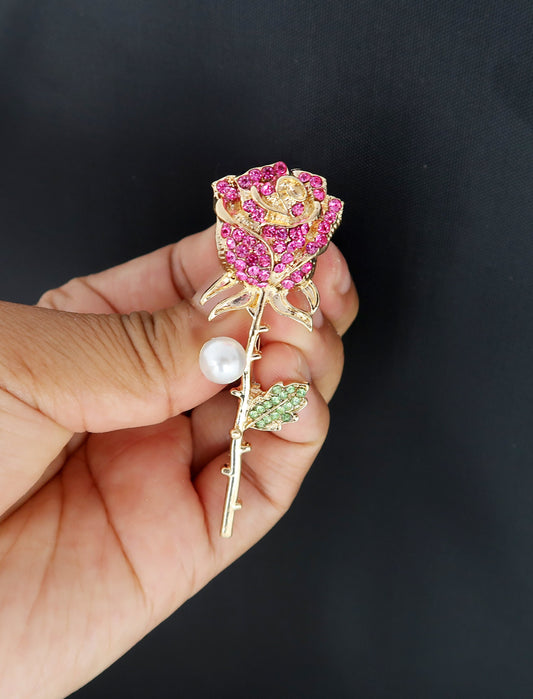 Brosche Rose, Brosche Blüte Rosa, Brosche Gold, Brosche Vintage, Vintage Schmuck, Geschenke für sie, Mama Geschenk