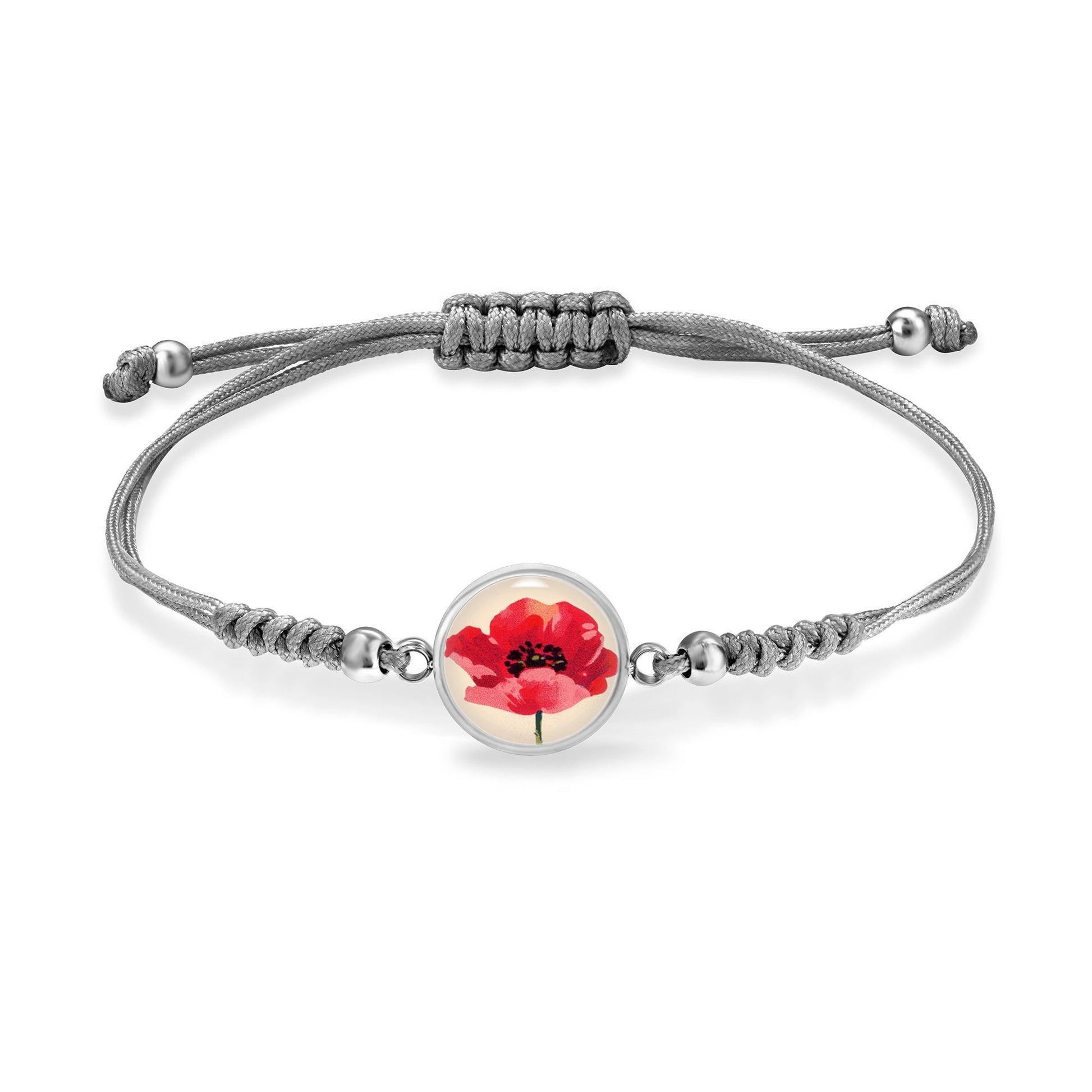 Mohnblumenarmband, Armband Makramee, Rote Mohnblumen Stoff Armband Damen, Mohn schmuck, Handgemachter Schmuck, Geschenke für sie