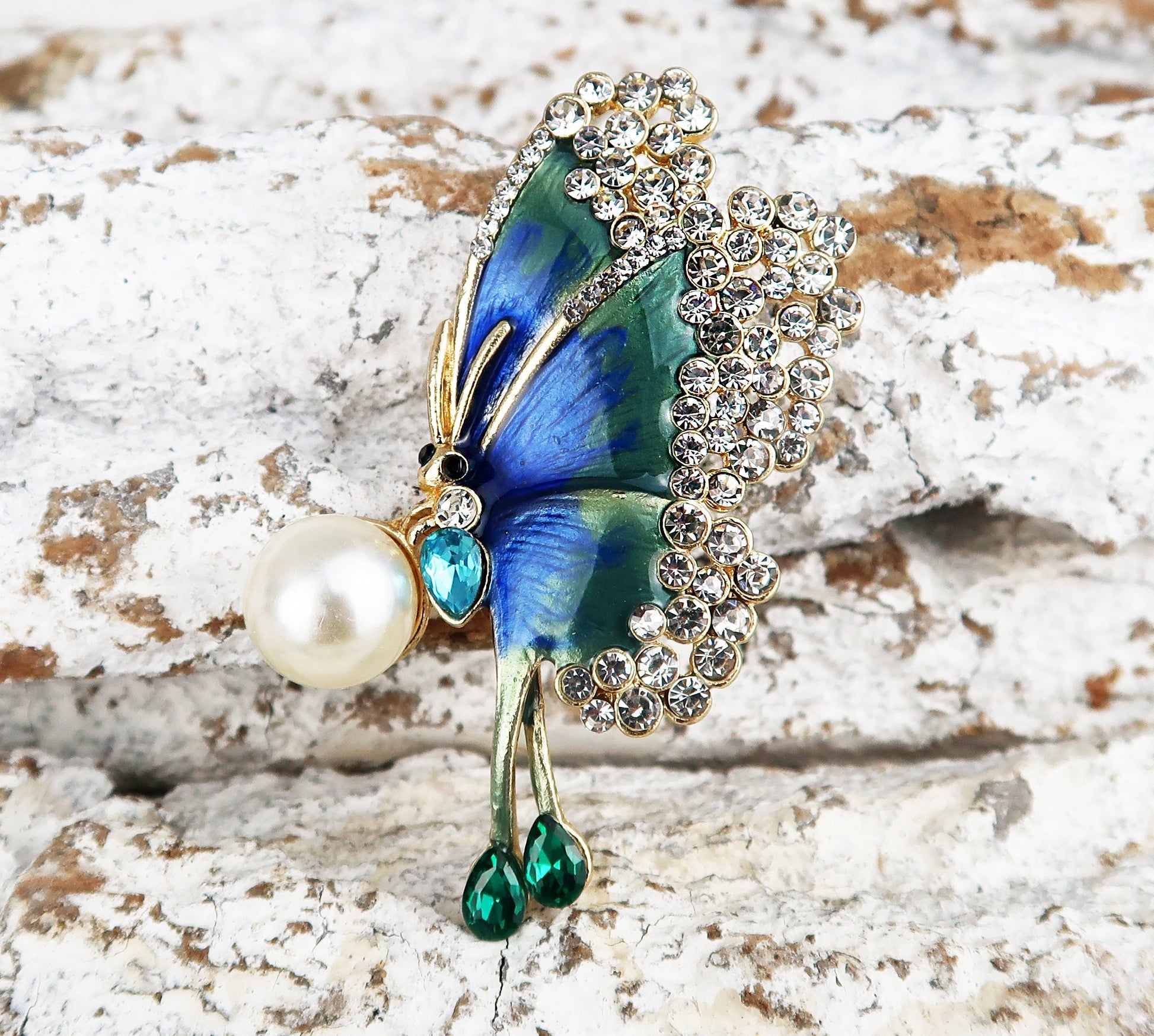 Schmetterling Brosche Perlen, Art Deco Brosche, Brosche Gold, Brosche Vintage, Vintage Schmuck, Geschenke für sie, Mama Geschenk
