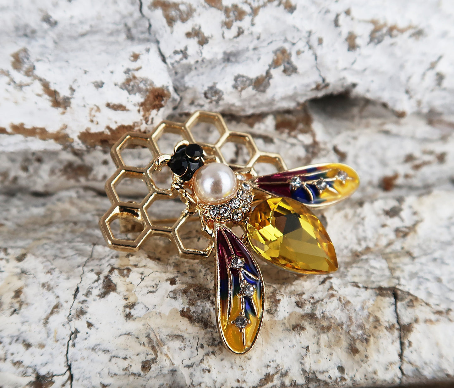Brosche Biene Strass, Art Deco Brosche, Brosche Gold, Brosche Vintage, Vintage Schmuck, Geschenke für sie, Mama Geschenk