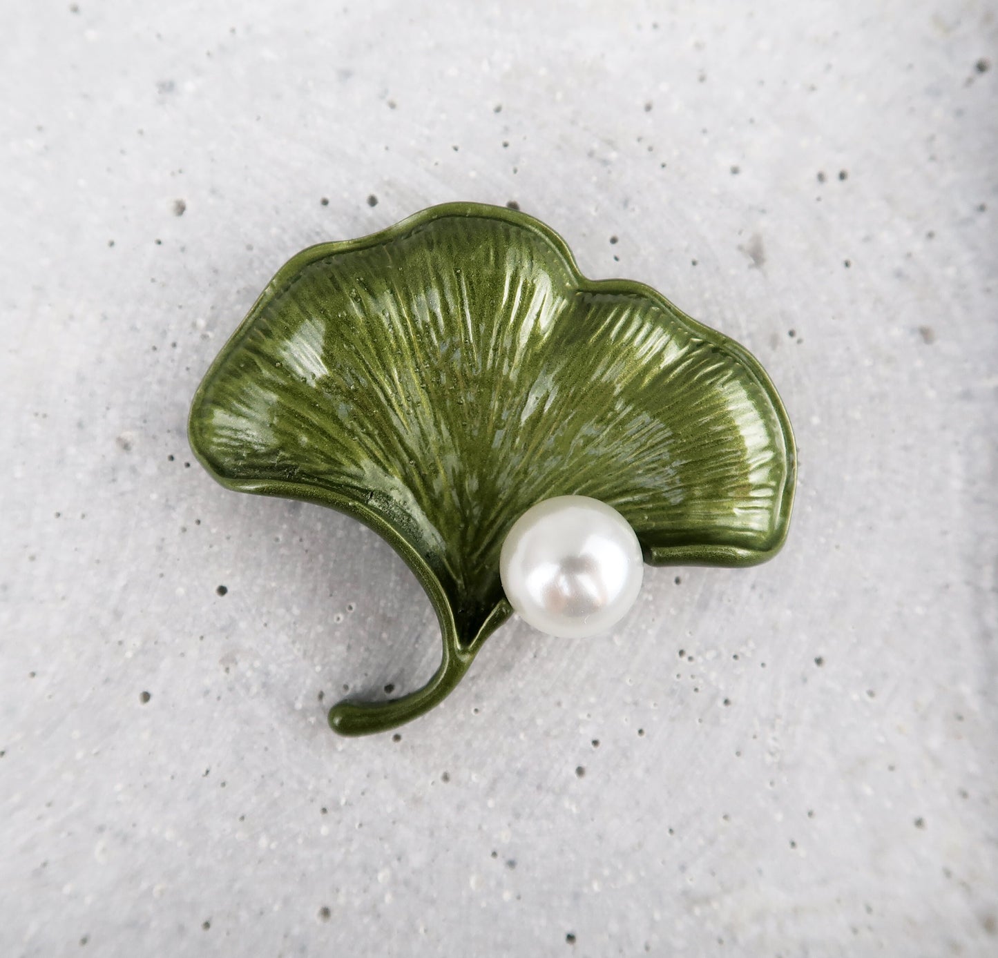 Brosche Gingo Blatt, Brosche Perlen Grün, Brooch Pins, Brosche Vintage, Vintage Schmuck, Geschenke für sie, Mama Geschenk