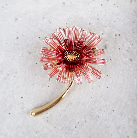 Brosche Blume, Brosche Blüte Rosa, Brosche Gold, Brosche Vintage, Vintage Schmuck, Geschenke für sie, Mama Geschenk