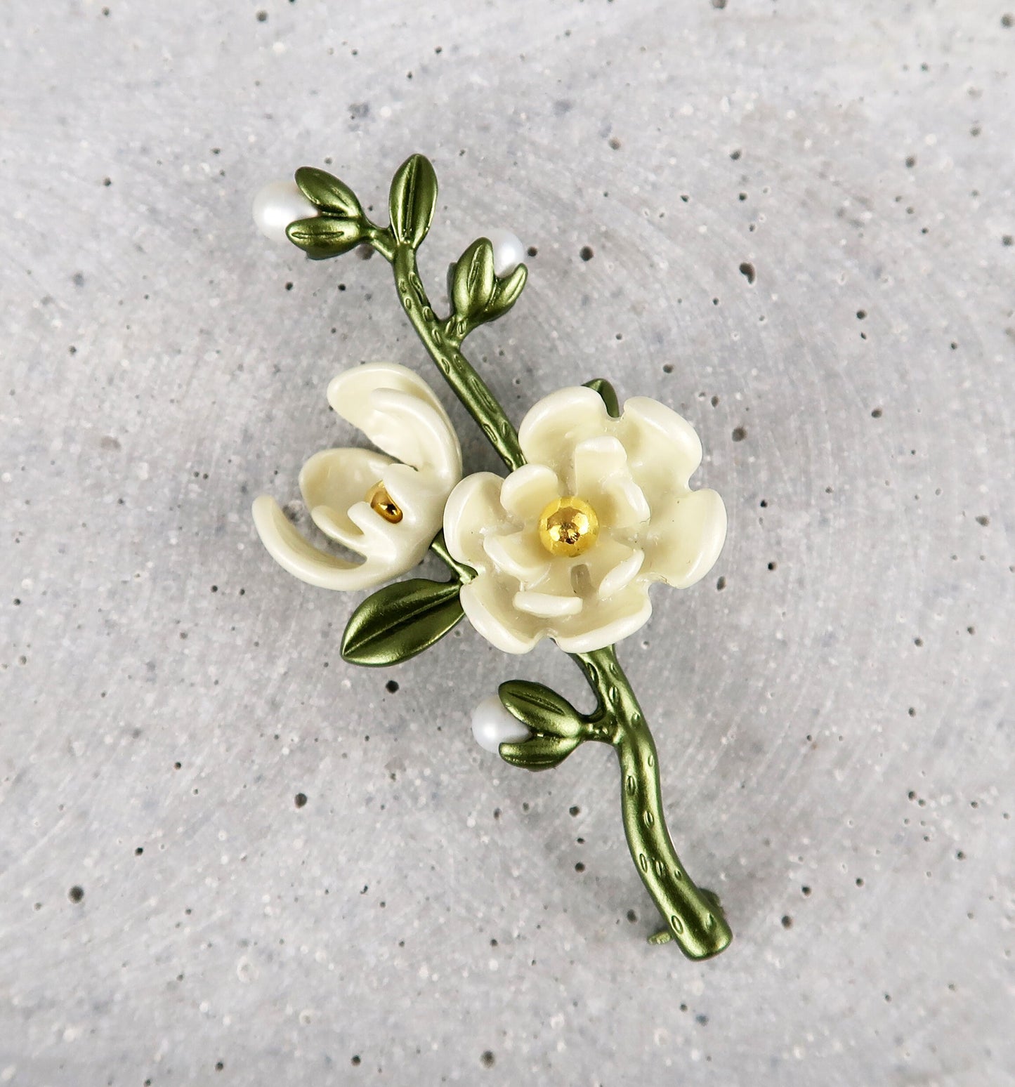 Brosche Blatt Blüte, Brosche Perlen, Brooch Pins, Brosche Vintage, Vintage Schmuck, Geschenke für sie, Mama Geschenk