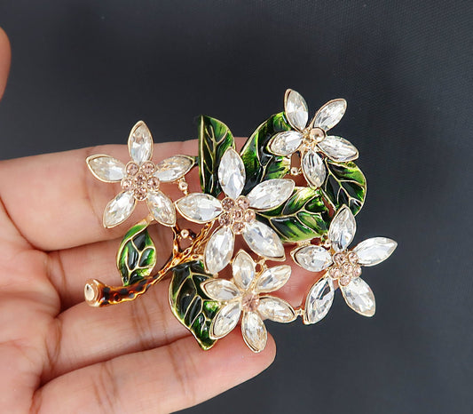 Brosche Vintage, Brosche Blumen Strass, Art Deco Brosche, Brosche Gold, Vintage Schmuck, Geschenke für sie, Mama Geschenk, Brooch Pin